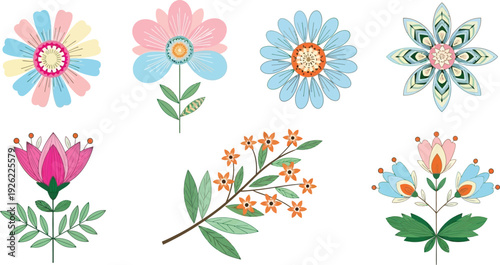 Vibrant watercolor flowers in pastel hues