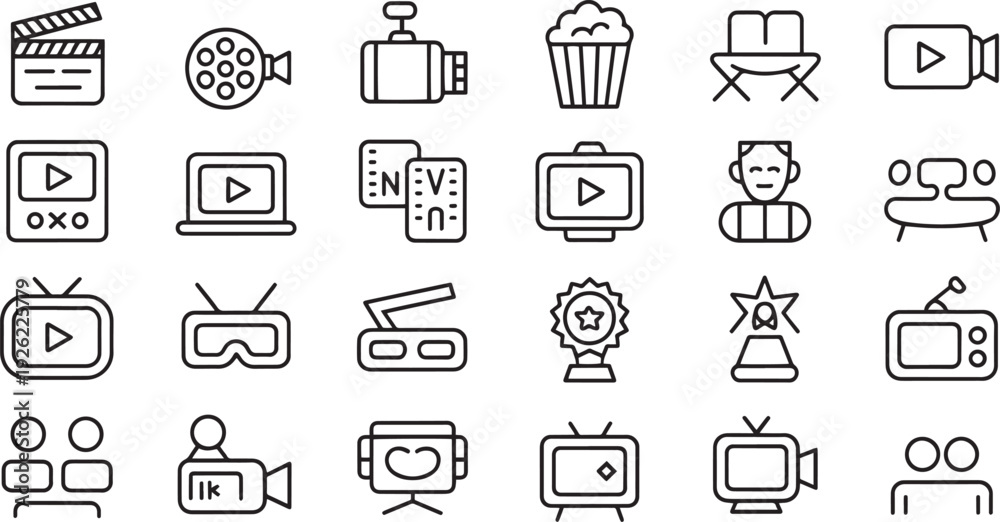 Fototapeta premium Collection of various flat design icons and symbols isolated on transparent background