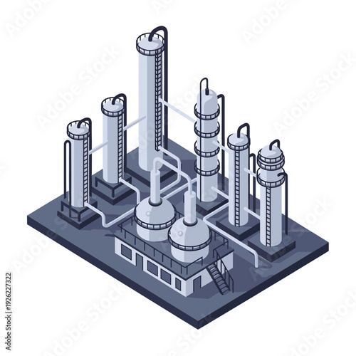 Industrial Factory Buildings and Towers Illustration.