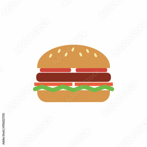 Delicious and classic hamburger illustration with fresh ingredients, perfect for fast food menus, restaurant promotions, or culinary design projects
