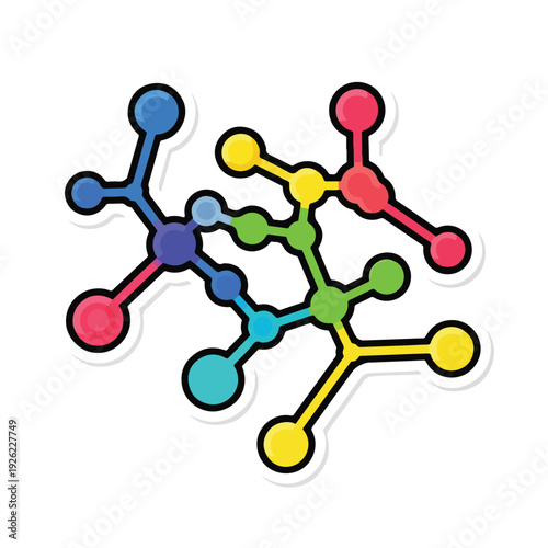 A colorful molecular structure with interconnected nodes and bonds (1)