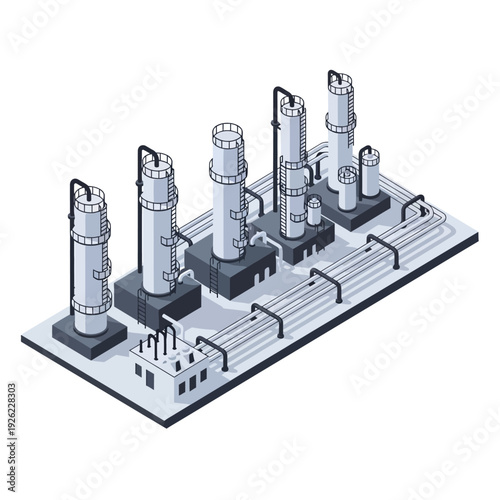 Industrial Factory Model with Cylindrical Structures.