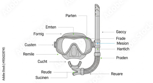 Detailed Diagram of Scuba Diving Gear.