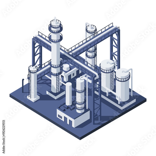 Industrial Factory 3D Model Illustration.