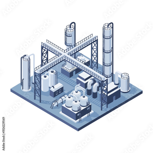 Industrial Facility 3D Model Rendering.