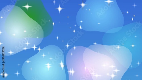 Dreamy Clouds and Stars in Blue Sky.