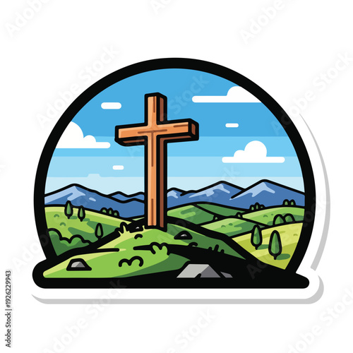 A cross on a hill