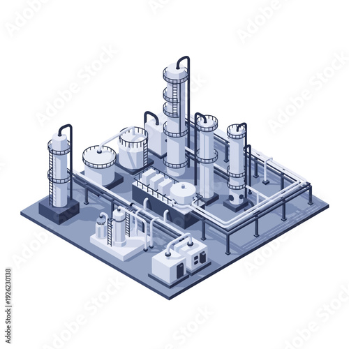 Industrial 3D Model of Factory Complex.