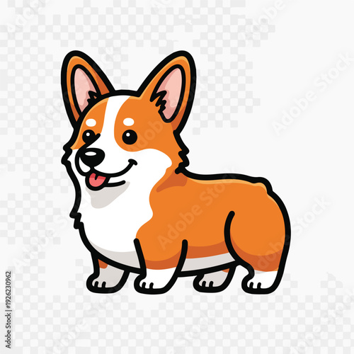A cute cartoon dog with orange and white fur