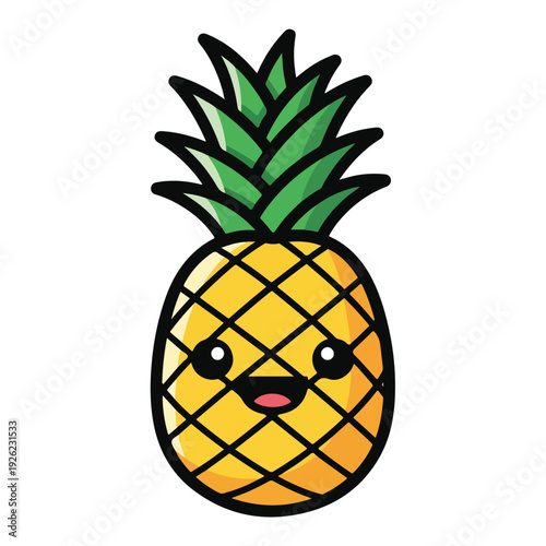 A cute cartoon pineapple with a smiley face