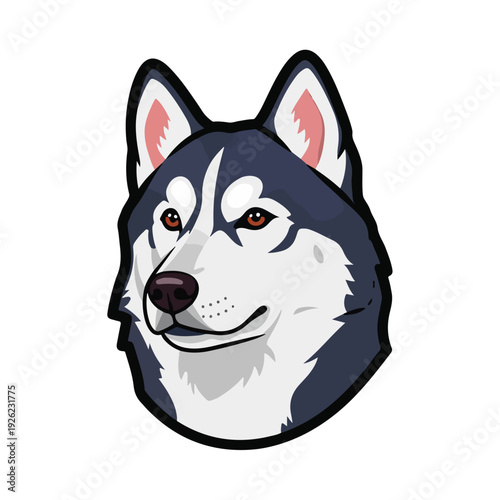 A digital illustration of a husky's head