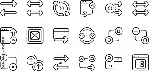 Set of various linear icons and symbols for web design and user interface elements