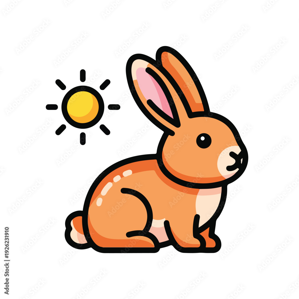 Obraz premium A cute orange bunny under a bright sun