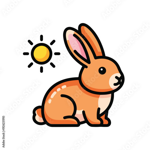 A cute orange bunny under a bright sun