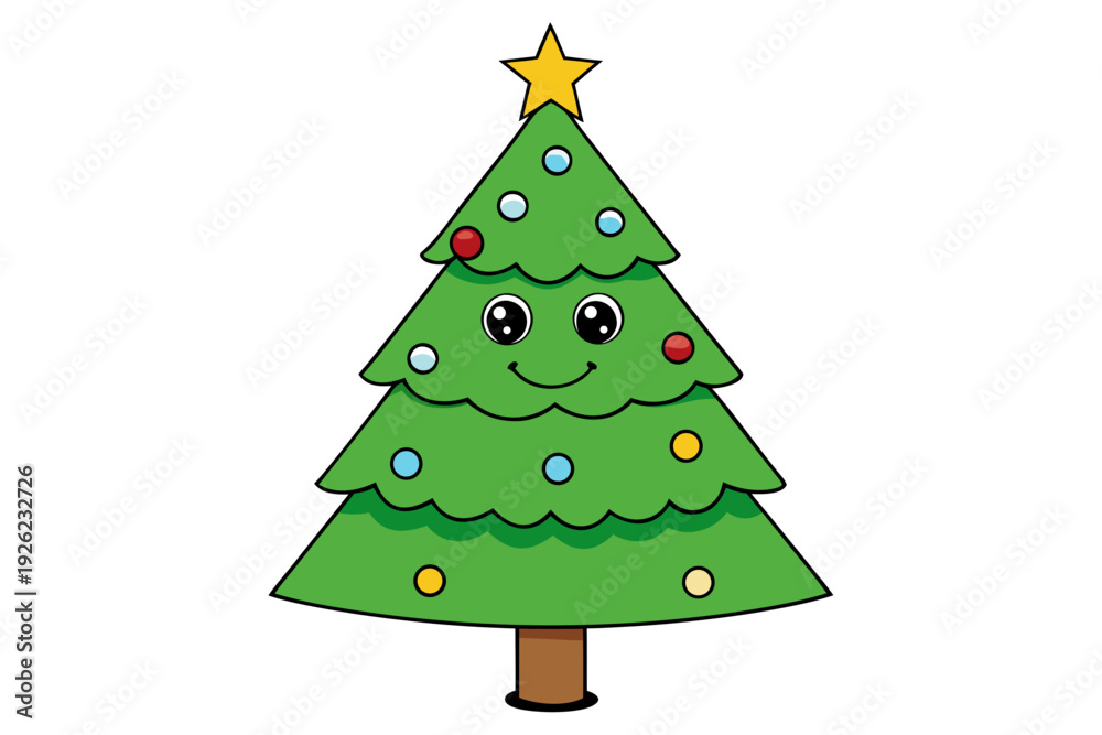 Fototapeta premium Christmas tree white background 