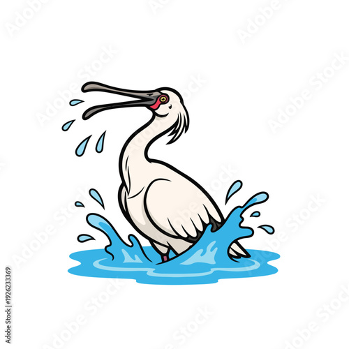 Cartoon bird in water