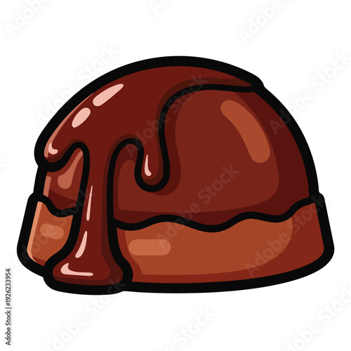 Cartoon chocolate dessert with gooey chocolate