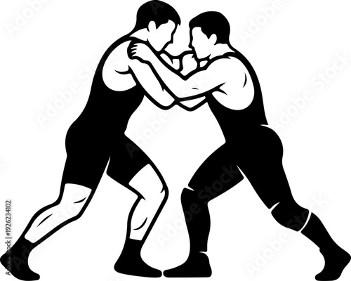Wrestling match silhouette vector illustration
