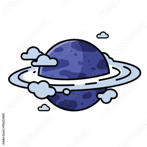 Cartoon drawing of a blue planet