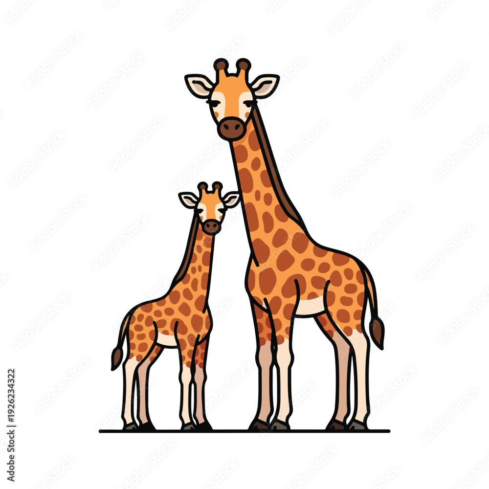 Obraz premium Cartoon giraffe pair illustration