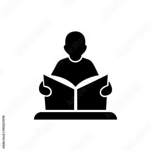 Study and Learning Concept Person with Book Vector.