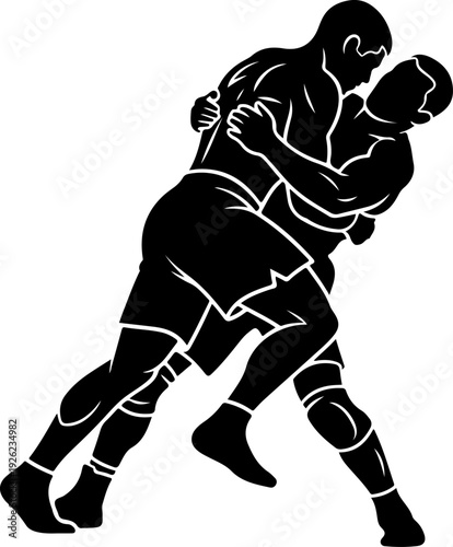 Wrestling match silhouette vector illustration