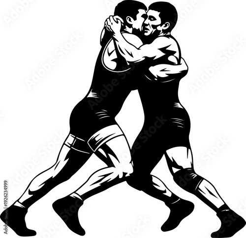Wrestling match silhouette vector illustration