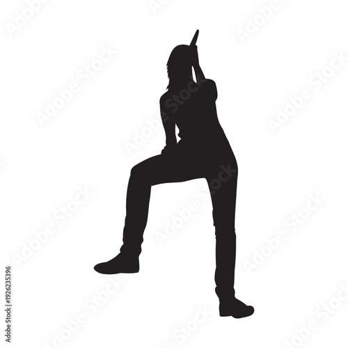 Female Guitar Player Dynamic Stage Silhouette