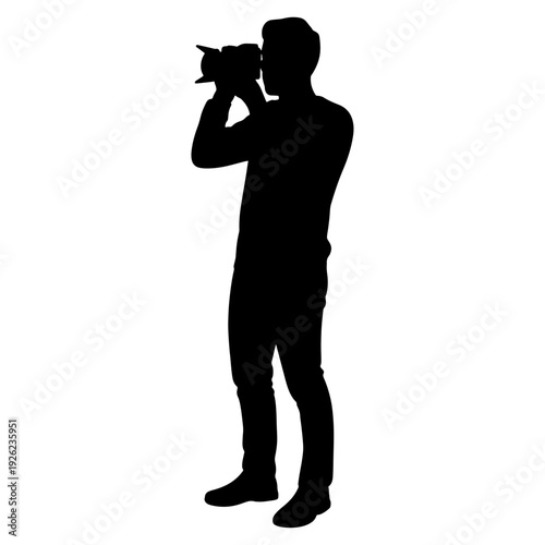 A man is taking a picture with a camera, Silhouette Illustration