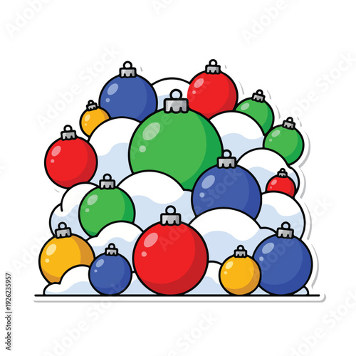 Colorful Christmas ornaments stacked
