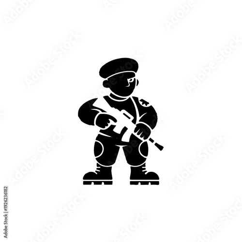 Soldier in combat gear holding rifle with determined expression