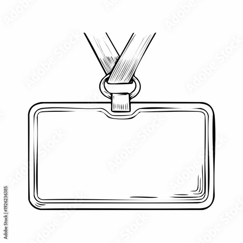 Blank rectangular ID badge with lanyard, a tool for identification and access control