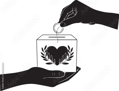 Hands holding a donation box with a heart design