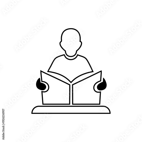 Person Reading Textbook Study Concept Vector.