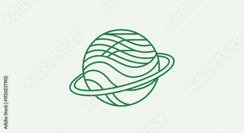 Minimalistic illustration of planet with rings in space from a distant viewpoint