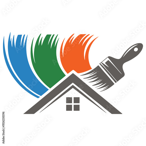 Professional house painting and home renovation vector illustration