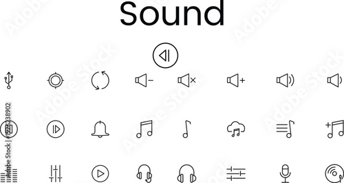 Speaker and Sound Icon – Editable Stroke Vector Set