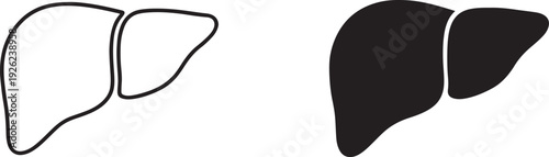 Liver icon isolated on white background. Simple black human organ medical symbol.