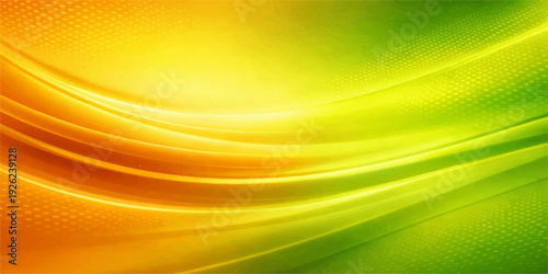 Bright abstract green and yellow background vector illustration featuring golden light waves and flowing lines for a modern motion design wallpaper