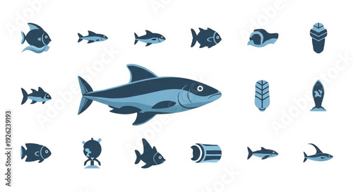 Large shark swimming in the ocean, a beautiful marine animal.