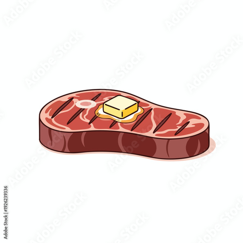 Fresh Raw Steak with Butter on a Cutting Board for Cooking and Culinary Preparation