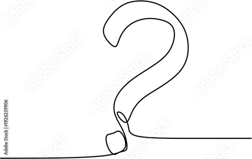 Continuous One Line Drawing of Question Mark, Minimalist Vector Illustration of FAQ and Curiosity Concept