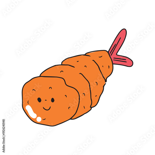 Kawaii tempura street food. japanese food cartoon design