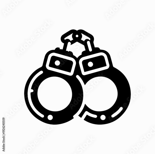Police Handcuffs Icon Black and White Vector