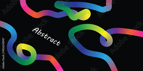 Vibrant abstract art with rainbow colored swirls on black background