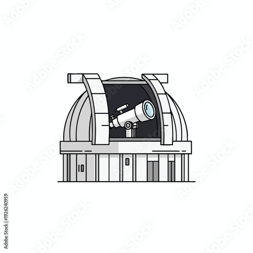 Historic Observatory with Large Telescope in Classic Dome Structure