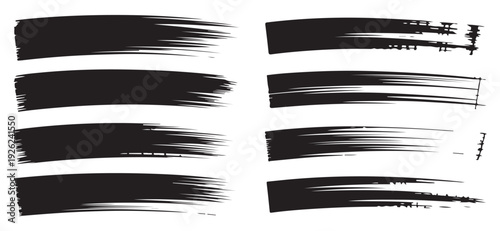 Wallpaper Mural Curved black ink brush strokes with dry paint texture for artistic layout design and calligraphy element Torontodigital.ca