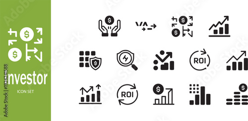 Business ROI and Market Performance Icon Set for Financial Analysis Return on Investment and Profit Growth Analytics