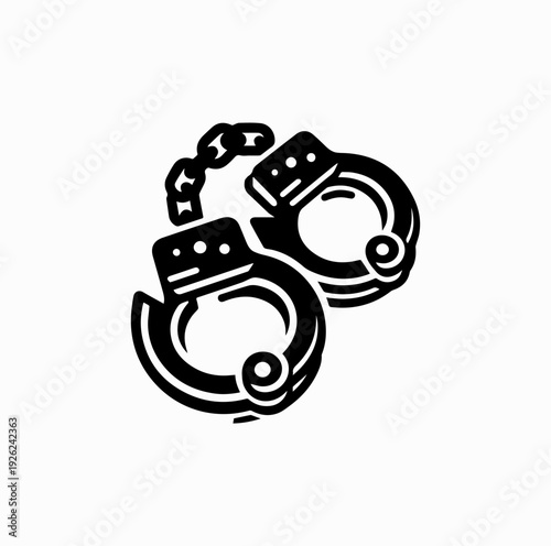 Police Handcuffs Icon Black and White Vector