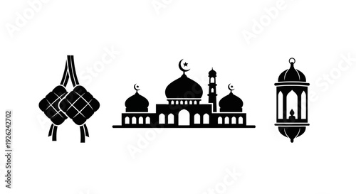 Islamic Cultural Symbols and Architecture  Vector Illustrations
